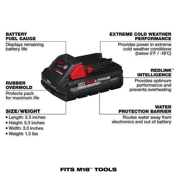 thumbnail image 2 of 2-Pack 18V 8.0 Ah Lithium Battery For Milwaukee M18 Tools - Extended Capacity 2 of 4