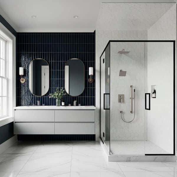3-Spray Patterns 2.5 GPM 10 and 6 in. Dual Shower Head Wall Mount Fixed Shower Head with Handheld In Brushed Nickel