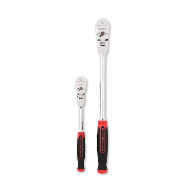GEARWRENCH 1/4 in. and 3/8 in. Drive 120XP Dual Material Flex-Head Teardrop Ratchet Set (2-Piece)
