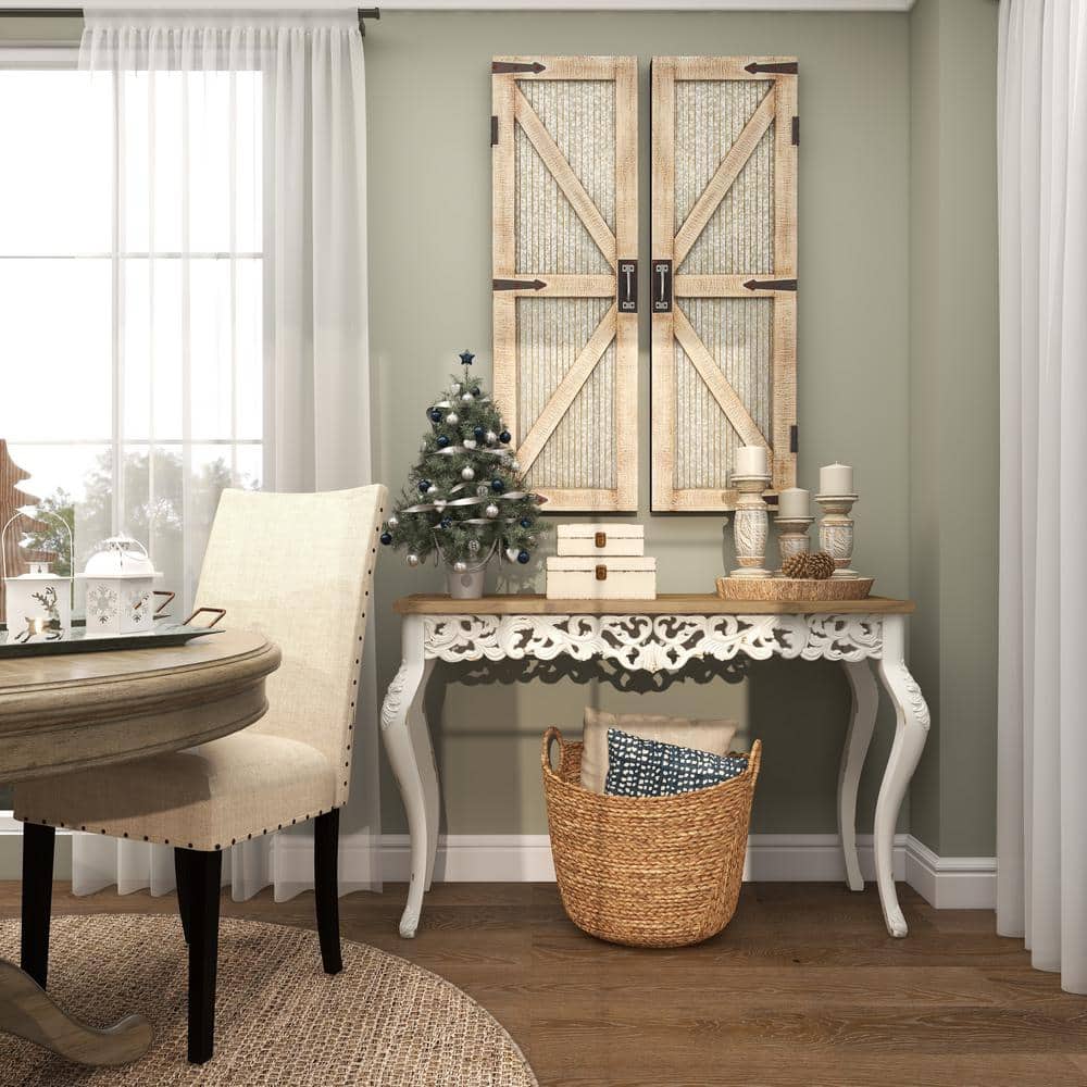 White and Burlap Rectangular Wood Lidded Box Set