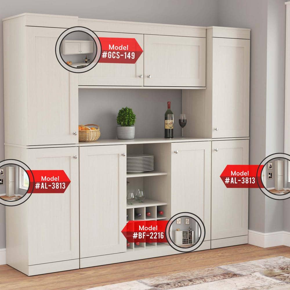 Shaker White 52'' Wall Mounted Buffet Cabinet with Adjustable Shelves