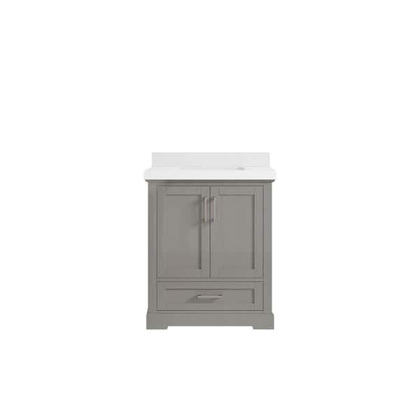 Willow Collections Boston 30 in. W x 22 in. D x 36 in. H Bath Vanity in Elephant Gray with 2 in. White Quartz Top