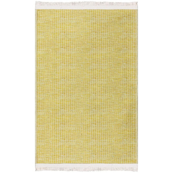 Ottomanson Non Shedding Washable Wrinkle-free Cotton Flatweave Solid 2x3 Indoor Area Rug/Entryway Mat 2 ft. x 3 ft., Gold