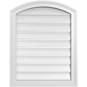 22 in. x 26 in. Arch Top Surface Mount PVC Gable Vent: Decorative with Brickmould Frame