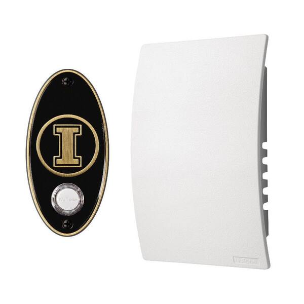 Broan-NuTone College Pride University of Illinois Wired/Wireless Door Chime Mechanism and Pushbutton Kit - Antique Brass