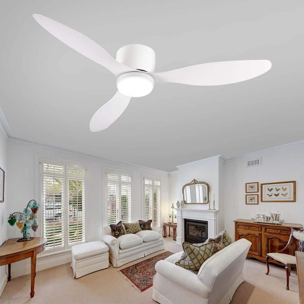 FEKZO 52 in. Smart Indoor White Flush Mount Standard Ceiling Fan