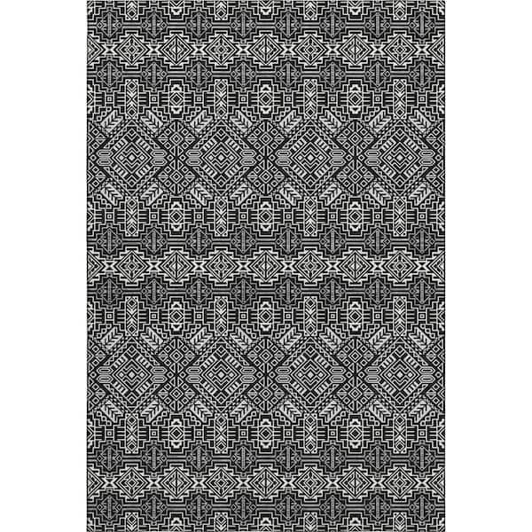 Addison Rugs Mayfield Premium Machine Washable Abstract AMF970 Black 9 ft. x 12 ft. Area Rug