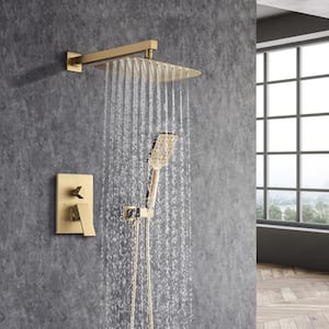 Single-Handle 1-Spray Oval Pressure Balance Shower Faucet with Shower Head in Brushed Gold (Valve Included)