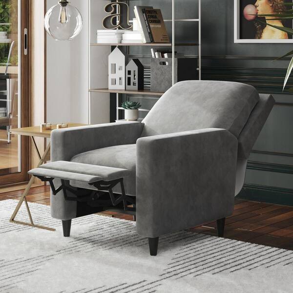 gray velvet recliner