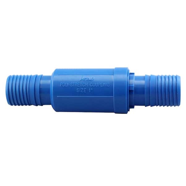 1 in. Barb Insert Blue Twister Polypropylene Telescoping Poly Pipe Repair Coupling Fitting