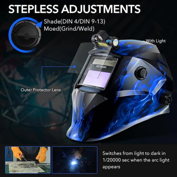 MYWISH True Color Auto-Darkening Welding Hood with LED Light