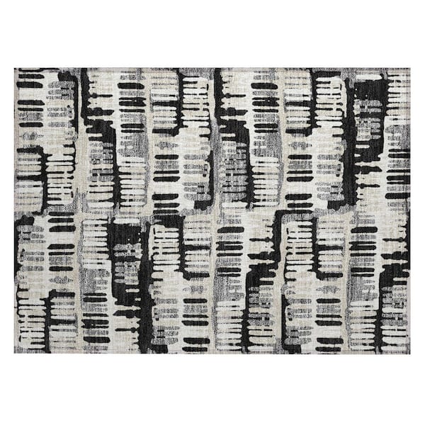 Chantille Machine Washable Indoor/Outdoor Abstract ACN2663 Black 2 ft. x 3 ft. Accent Rug