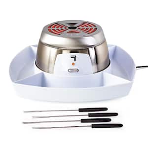 Silver/White Indoor Electric Stainless Steel S'mores Maker with 4-Trays and 4-Roasting Forks