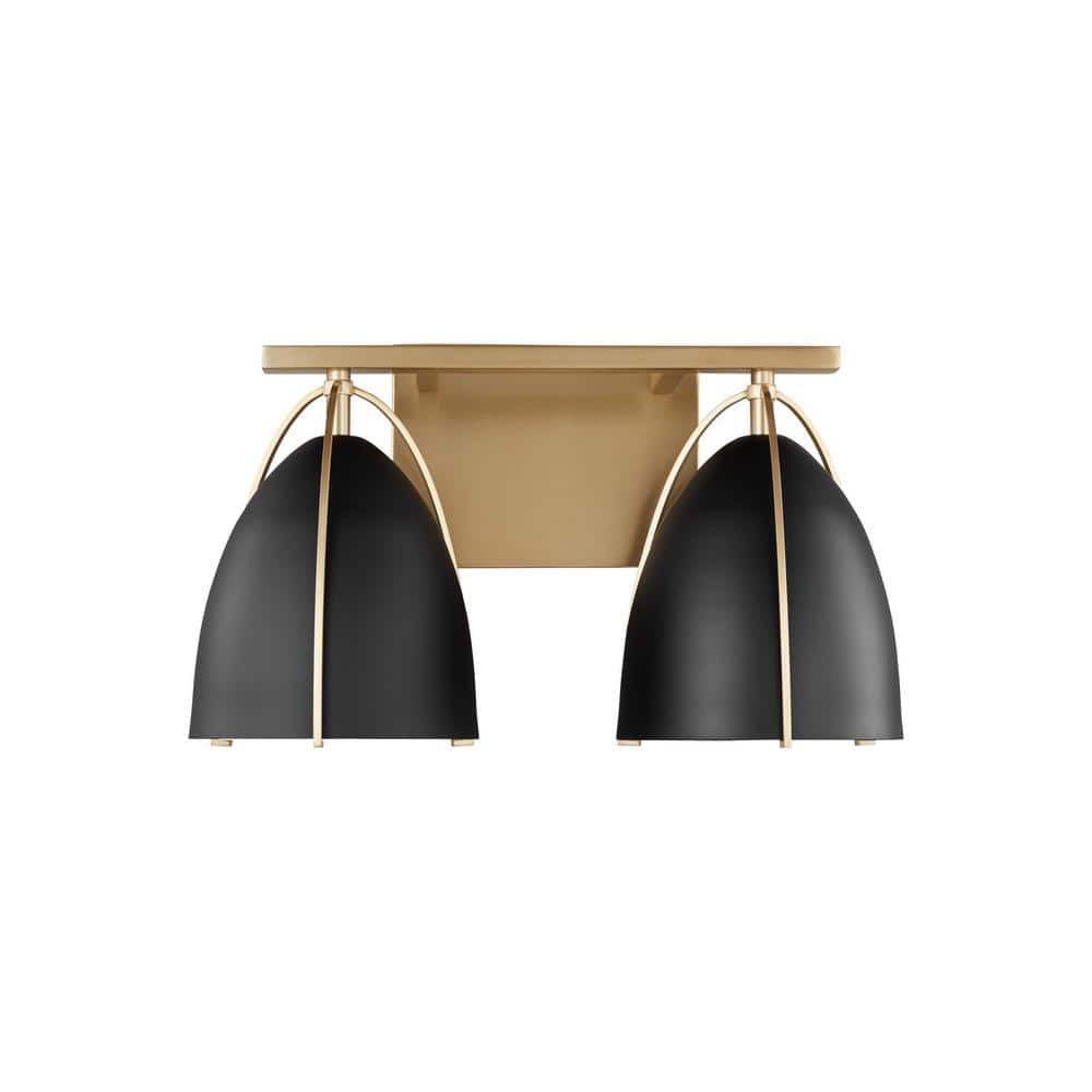 Norman Satin Brass Dual-Light Dimmable Vanity Wall Sconce
