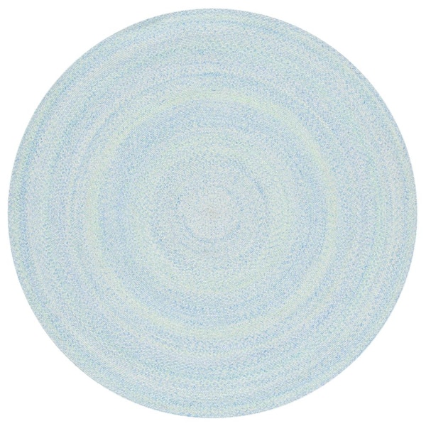 SAFAVIEH Braided Green Blue 4 ft. x 4 ft. Abstract Round Area Rug
