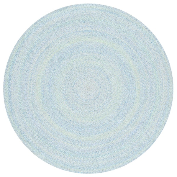 SAFAVIEH Braided Green Blue 6 ft. x 6 ft. Abstract Round Area Rug