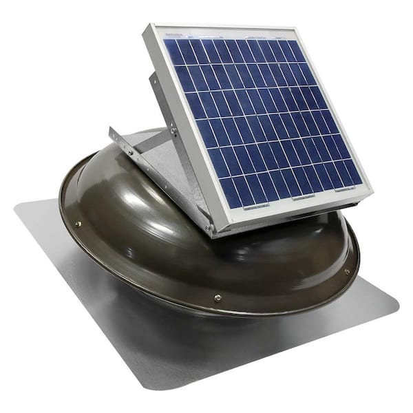 Maxx Air 433 CFM Grey Solar Powered Roof Attic Vent with Dome Mounted Panel