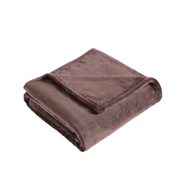 Eddie Bauer Plush Fleece Throw Blanket (Ultra Lux Plush Solid-Brown)