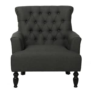 Byrnes Tufted Dark Gray Fabric Club Chair