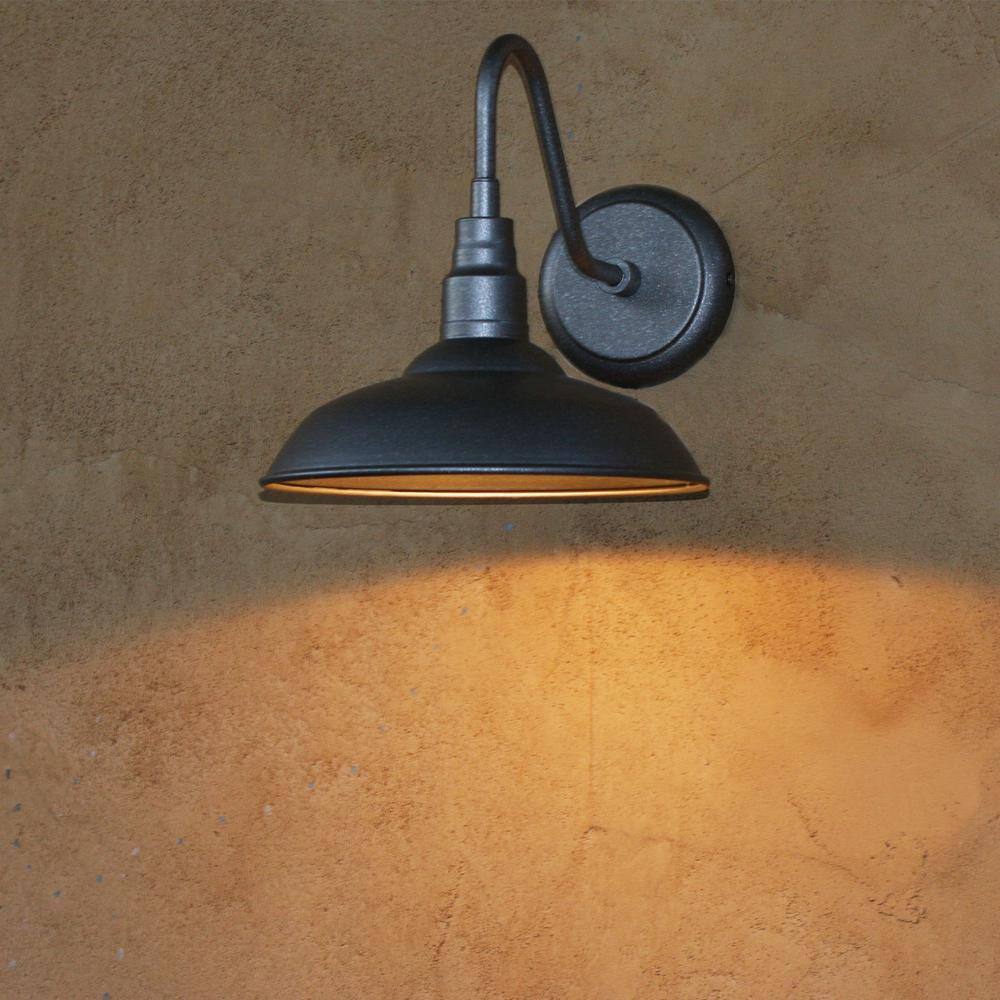 Silver 17" Direct Wired Metal Gooseneck Barn Sconce