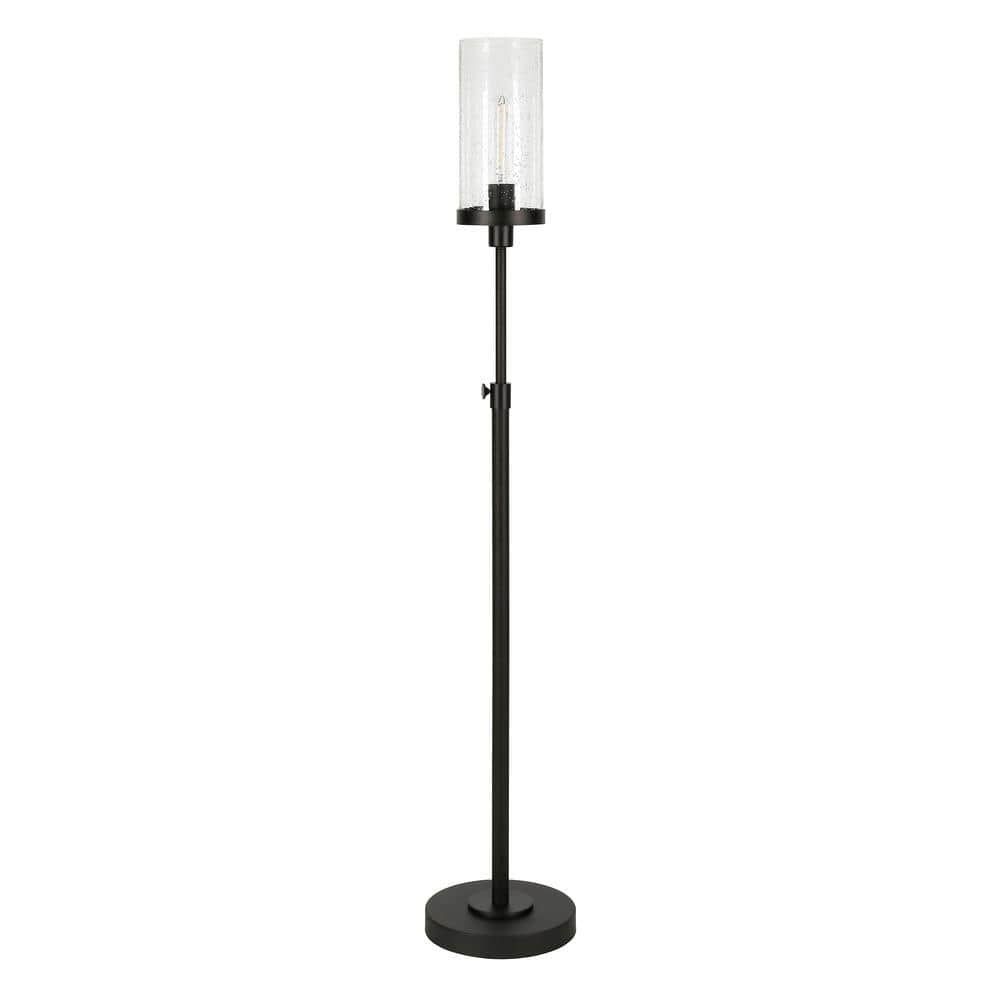 Frieda Blackened Bronze Floor Lamp with Seeded Glass Shade