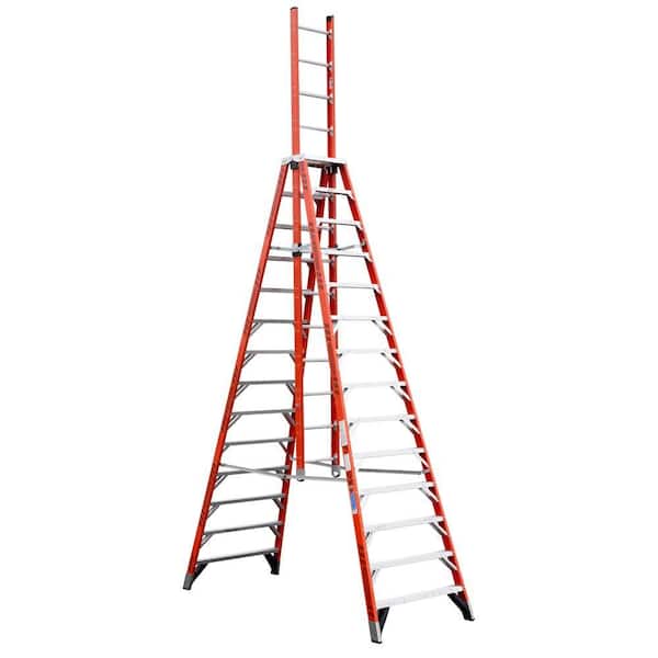 Werner 14 ft. Fiberglass Extension Trestle Step Ladder with 300 lb. Load Capacity Type IA Duty Rating