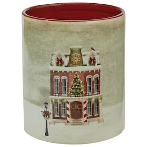 Vintage Town Square Red Ceramic Utensil Holder