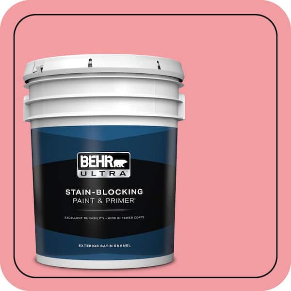 BEHR ULTRA 5 gal. #140B-4 Island Coral Satin Enamel Exterior Paint & Primer