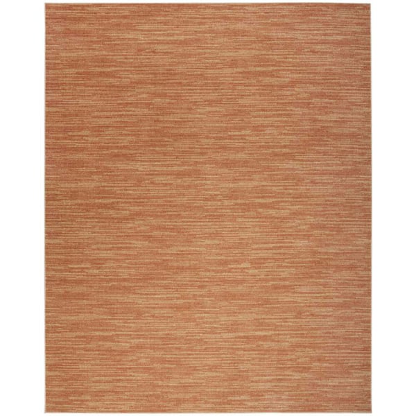Nourison Essentials 10 ft. x 14 ft. Rust Abstract Contemporary Indoor/Outdoor Area Rug