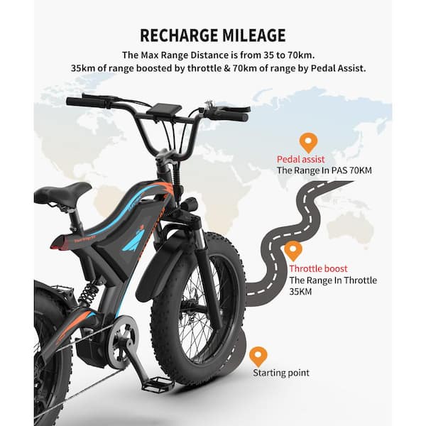 Electric Bike for Adults, 20 in. Fat Tire E-Bike, 1000-Watt 30MPH Electric  Mountain Bike-48-Volt/20Ah Battery Removable