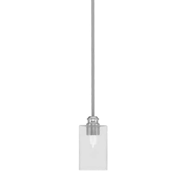 Unbranded Albany 60-Watt 1-Light Brushed Nickel Pendant Mini Pendant Light Square Clear Bubble Glass and Light Bulb Not Included