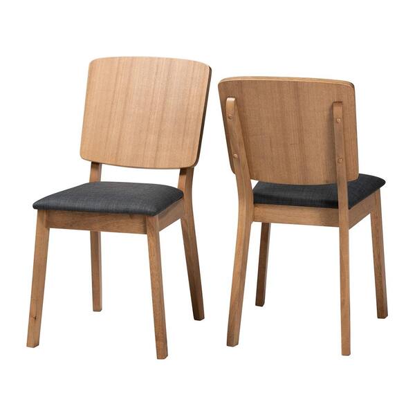 Baxton Studio Denmark Black and Oak Brown Dining Chair (Set of 2)