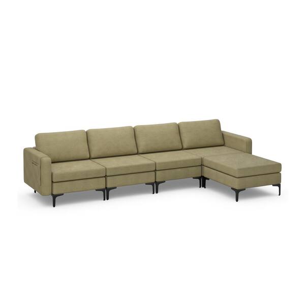 Costway 123 in. Width Modular Lint Fabric LShaped Sectional Sofa with