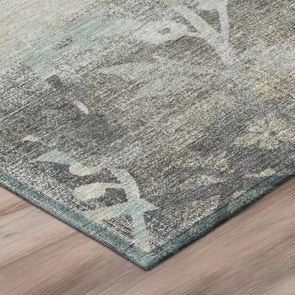Chantille Machine Washable Indoor/Outdoor Abstract ACN2915 Gray 8 ft. x 8 ft. Round Rug