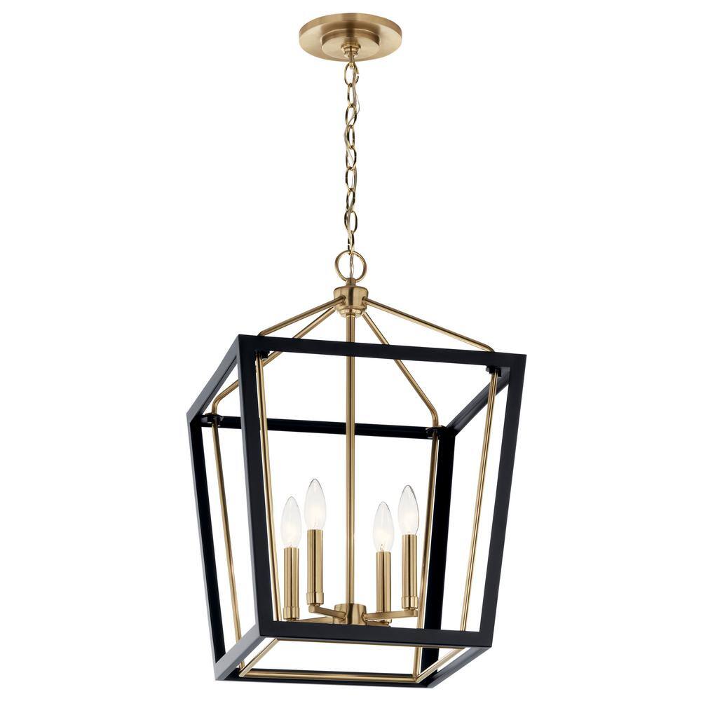 Delvin 4-Light Champagne Bronze and Black Pendant with Clear Glass