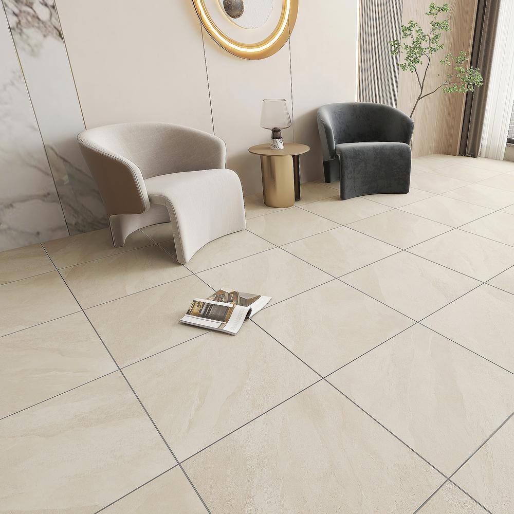 Hurricane 24" x 24" Beige Glazed Porcelain Floor and Wall Tile