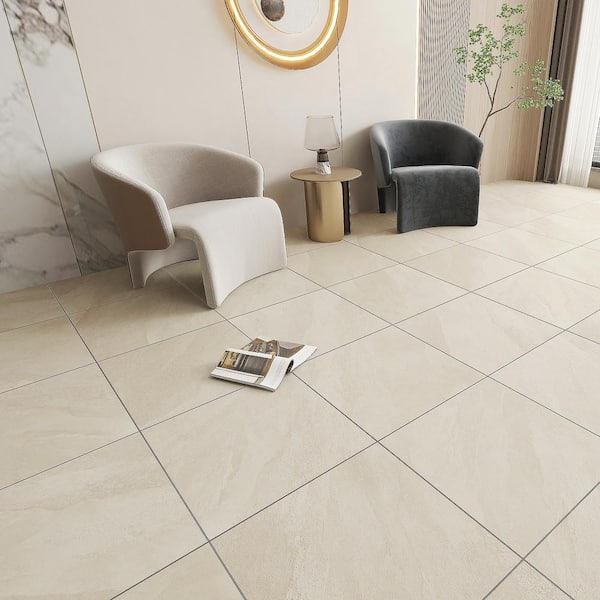 Hurricane Italian Porcelain 24"x 24"x 9mm Floor and Wall Tile Case - Sand (3 PCS, 12 Sq. Ft.)