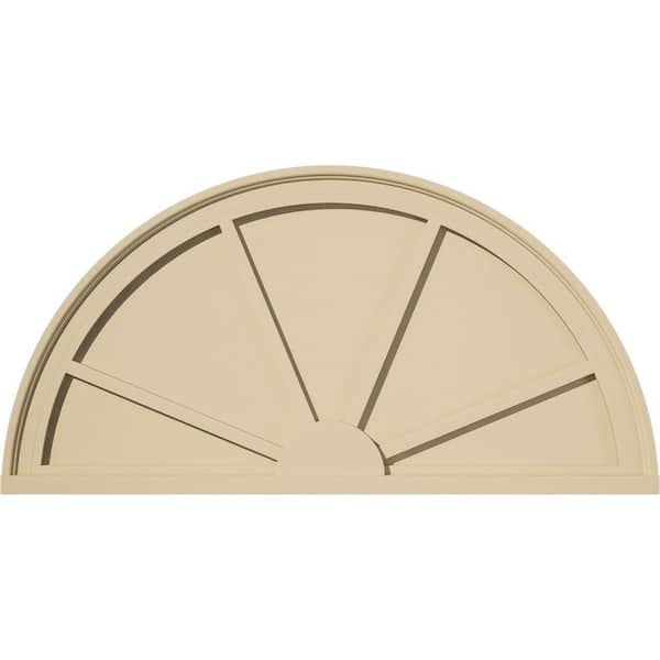 36 in. W x 18 in. H x 2 in. P Half Round 4 Spoke Signature Urethane Pediment, Primed Tan
