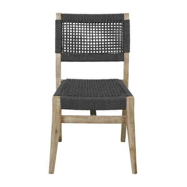 Litton Lane Dark Gray Wood Contemporary Outdoor Dining Chair (Set of 2