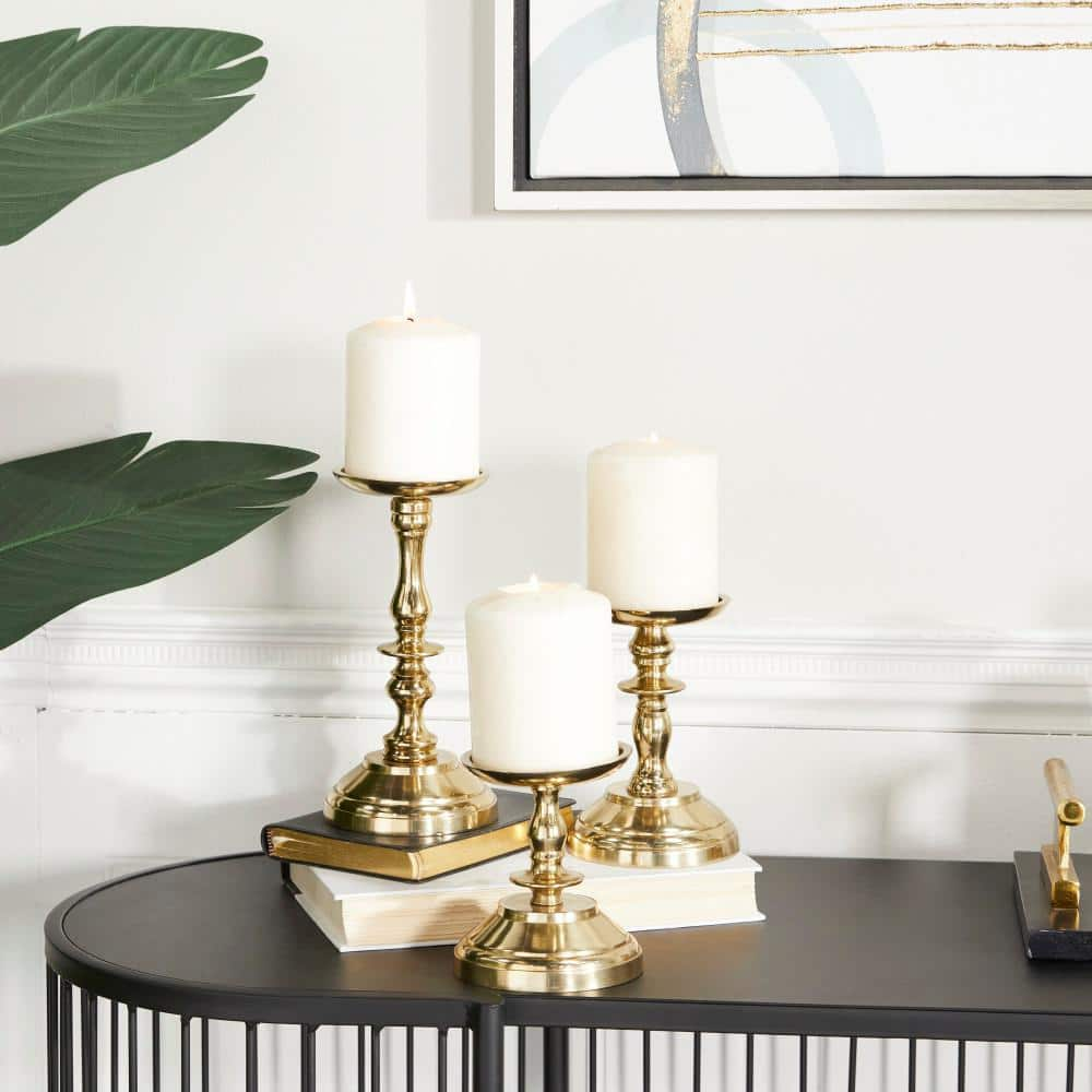 Modern Gold Geometric Taper Candle Holders (Set of 2)