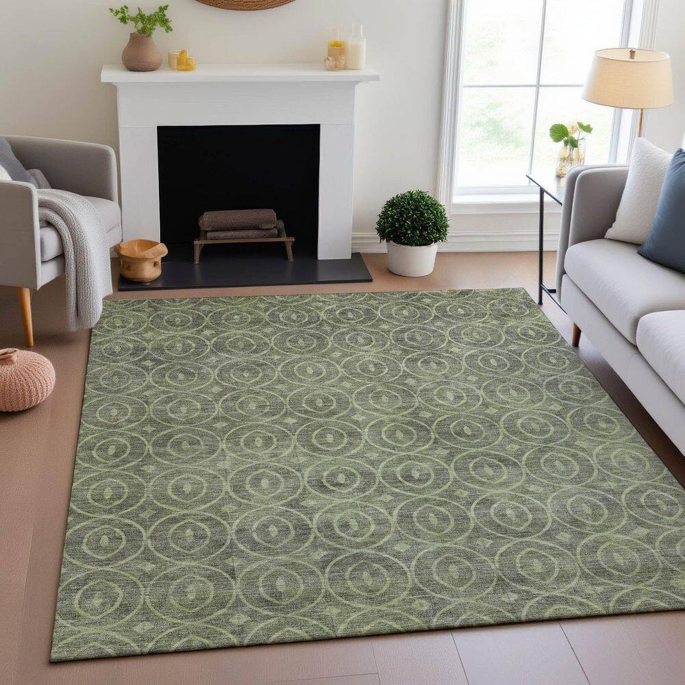 Mayfield Premium Machine Washable Abstract AMF1227 Aloe 9 ft. x 12 ft. Area Rug price history on PriceWatchPro