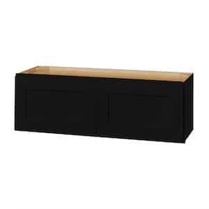 Avondale 36 in. W x 12 in. D x 12 in. H Ready to Assemble Plywood Shaker Wall Bridge Kitchen Cabinet in Raven Black