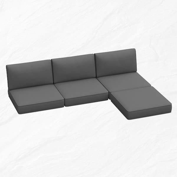 26 in. x 26 in. x 4 in. (7-Piece) Deep Seating Outdoor Sectional Cushion Set Gray