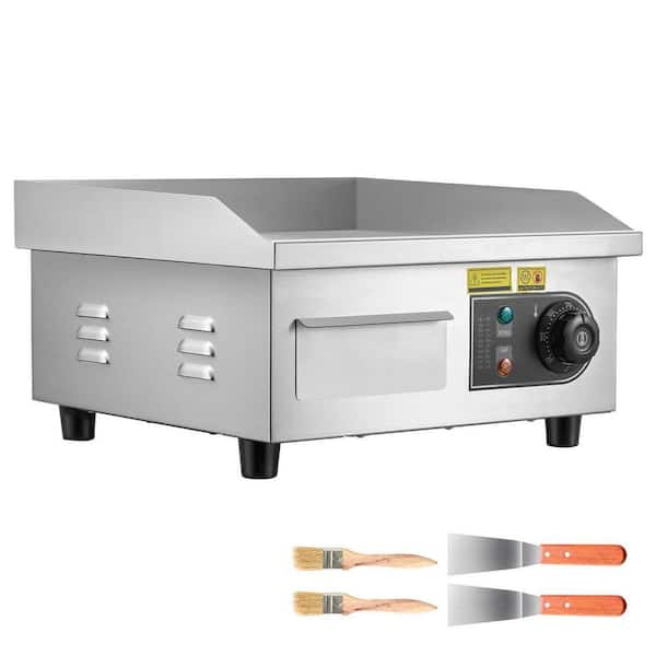 Electric Griddle 208.78 sq.in. Silver 13.98 x 11.81 in., 1750W, 122-570°F, Stainless Steel, for Steak Pancake Squid