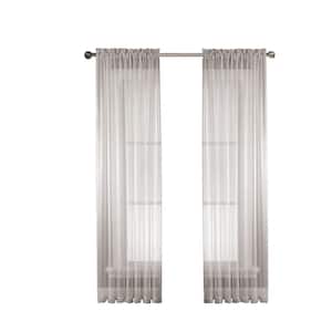 Diamond Gray Sheer Extra Wide 56 in. W x 95 in. L Polyester Sheer Curtain Panel (2-Pack)