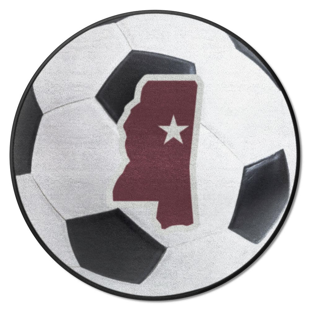 FANMATS Mississippi State Bulldogs White 27 in. Soccer Ball Area Rug