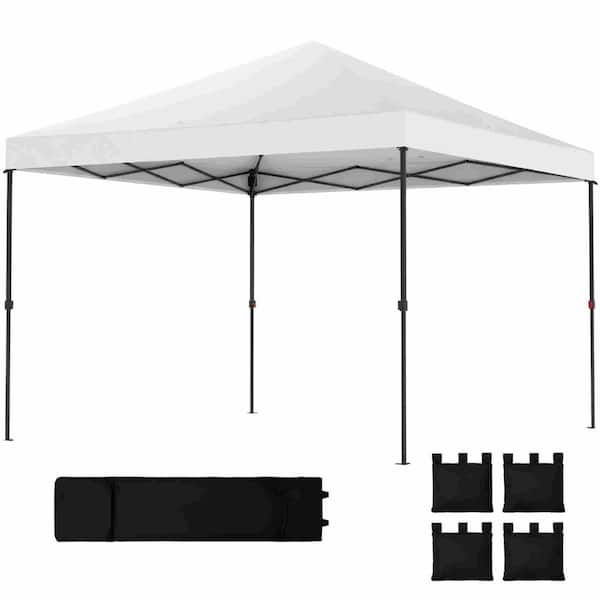 9.8 x 9.8 ft White Pop Up Canopy Tent,Practical Instant Canopy Shelter,for Outdoor
