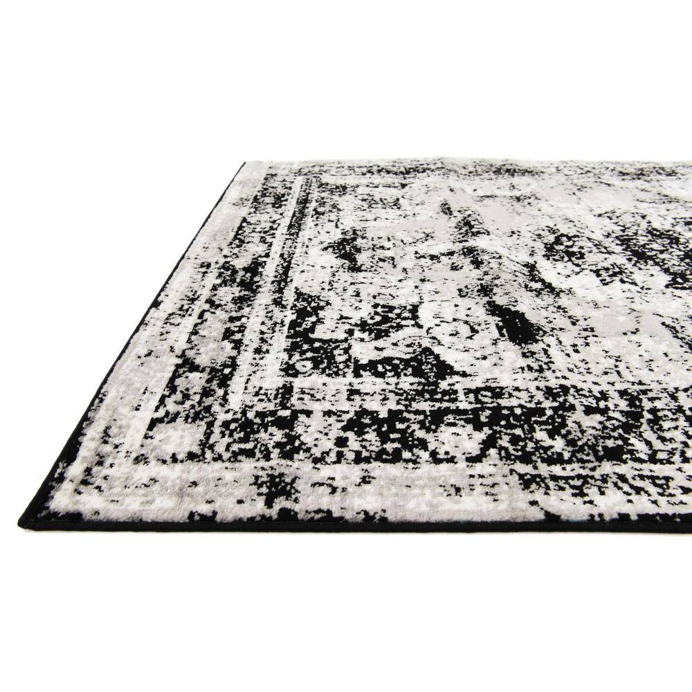Reversible Black and Gray Synthetic Rectangular Area Rug