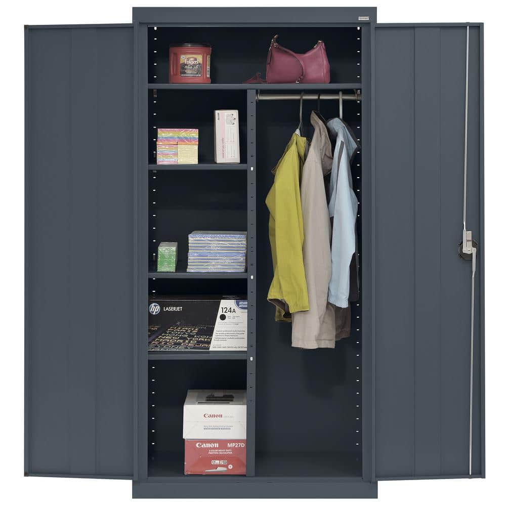 Charcoal Steel Freestanding Lockable Office Cabinet with Adjustable Shelving