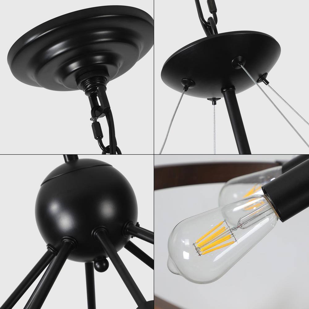 Black Metal Wagon Wheel Chandelier with Chain